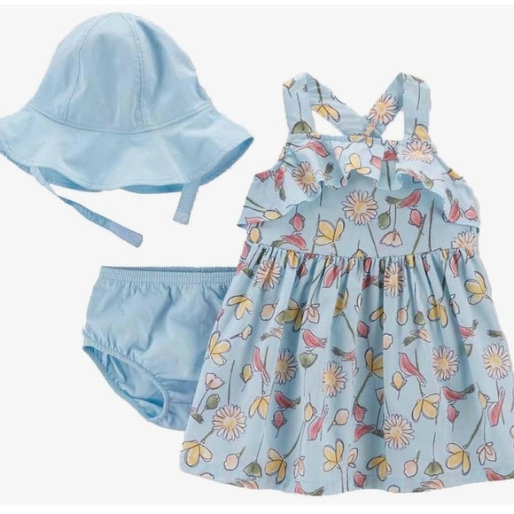 Carters’s 3 piece floral set with hat - Picture 1 of 6